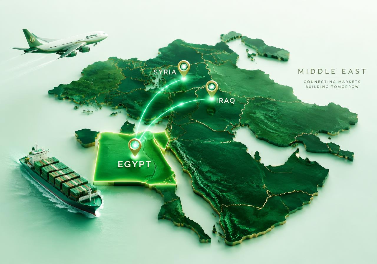 Export routes from Egypt to Iraq and Syria